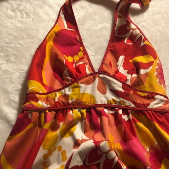 A.N.A. "Pucci Style" Halter Sundress; Orange and Red; NWOT; Size 8; SUMMER! - Picture 2 of 7